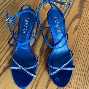 Lauren Ralph Lauren Strappy Deep Blue Satin Sandles